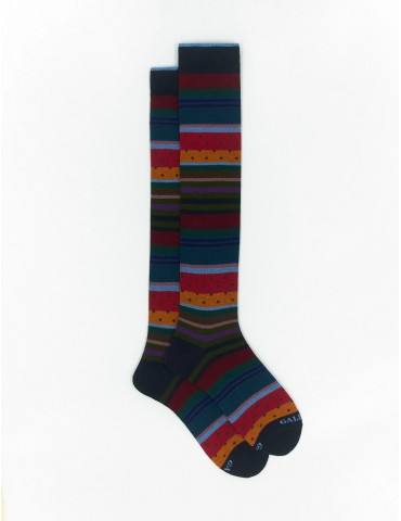 Long socks for men Gallo cotton royal fantasy mix lines and polka dots AP512393
