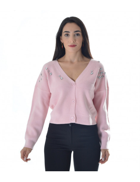 White Wise - short cardigan with women's stones 1m458