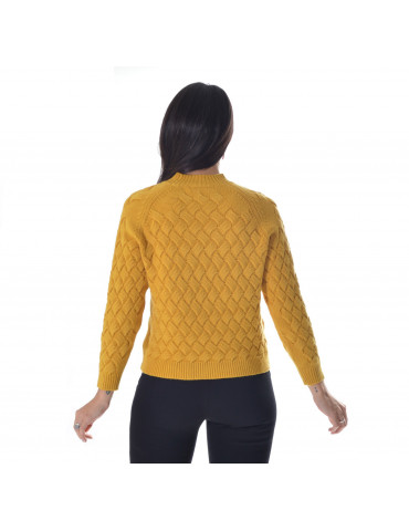 WHITE WISE - Maglia girocollo alto con intreccio canestro Donna 1M496