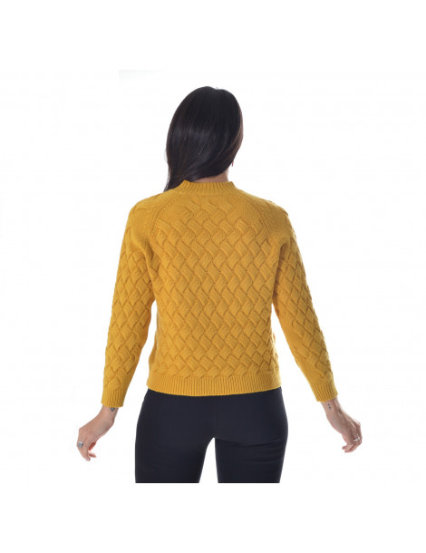 WHITE WISE - Maglia girocollo alto con intreccio canestro Donna 1M496