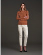 WHITE WISE - Ribbed sweater with long sleeves gold buttons Woman 1M355